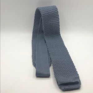 VTG Land’s End Knit Skinny Square End Tie Grey Cotton Extra long. Made In USA